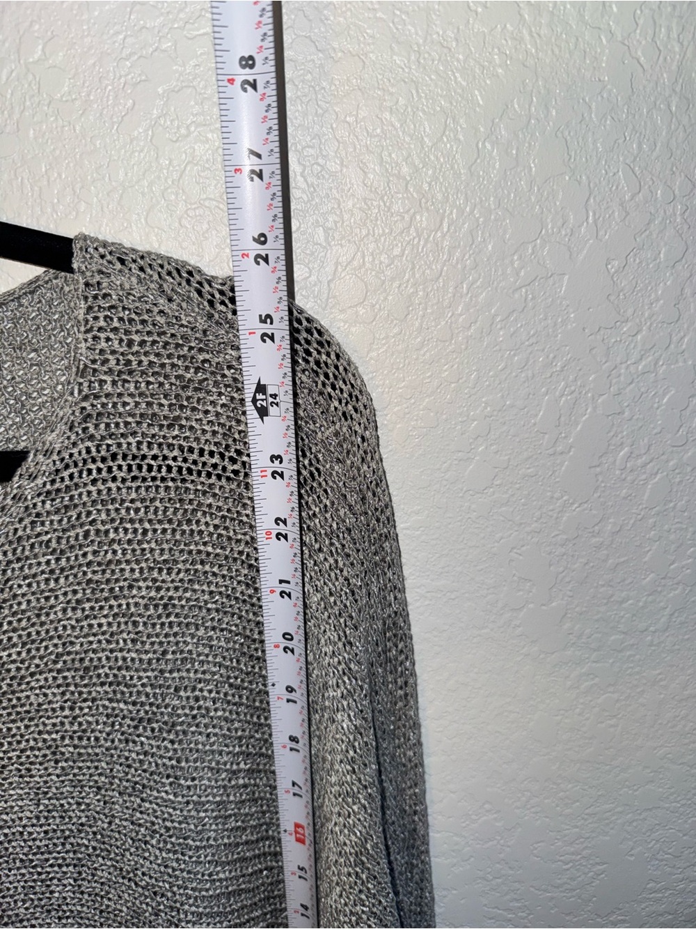 ALEMBIKA Gray Tan Asymmetrical Knit Mesh Pullover Lagenlook Dolan Sleeve Top M - Picture 5 of 9